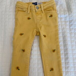 Old Navy Kids Bright Yellow Jeans with Sunflower Embroidery